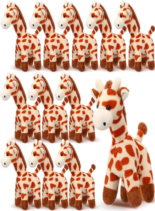 Blueweenly 12 Pcs Giraffe Stuffed Animal Bulk 6'' Stuffed Giraffe Plush Toy Soft Safari Christmas Plush Gift Bulk Zoo Wild Animal Party Decor Cute Tiny Keychain for Kid Girl Boy Birthday Forest Party - Image 1